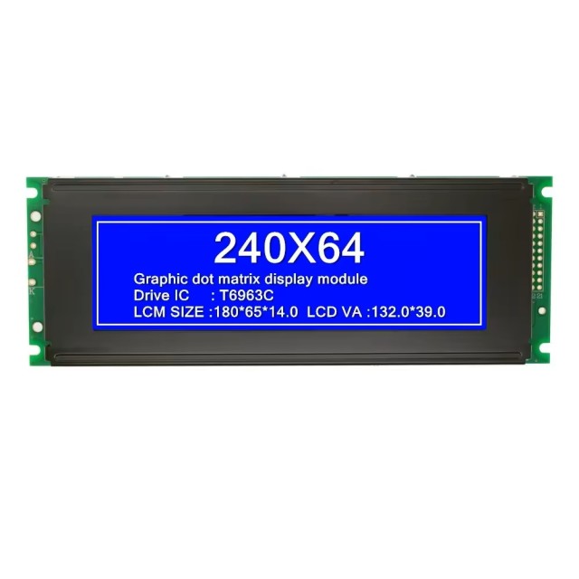 240X64 COB Graphic Monochrome LCD Module Stn Blue Mono LCD Screen 5V