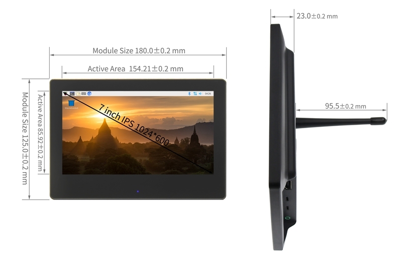 7inch IPS 1024x600 HDMI Display with house