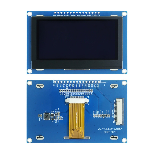 2.7 Inch Green OLED Screen 128*64 Resolution IIC/SPI Interface SSD1327 Industrial OLED Display