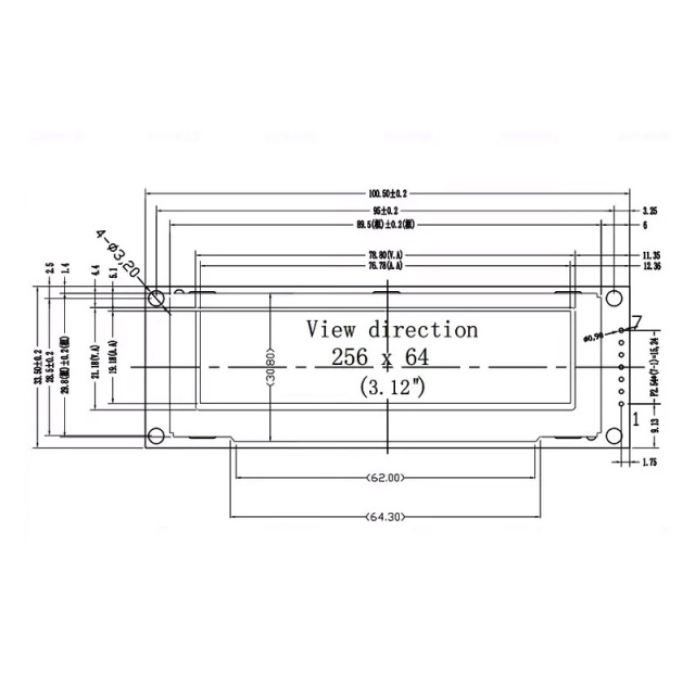 3.12 inch monochrome graphic OLED screen 256*64 SPI interface OLED display
