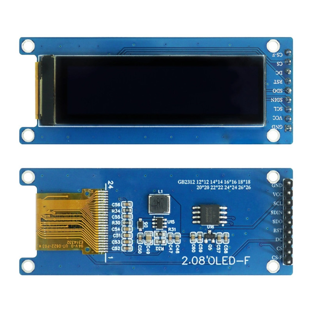 2.08 inch Monochrome Graphic OLED Screen 256*64 IIC/SPI Interface SH1122 OLED Display