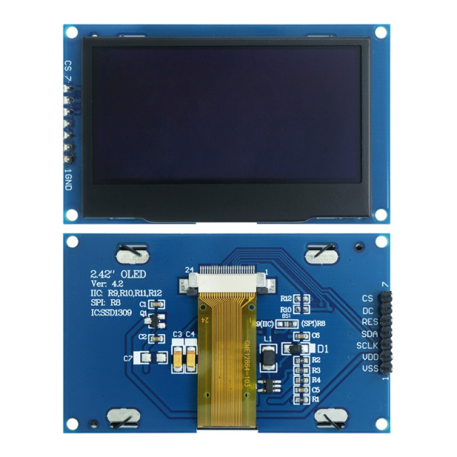 Industrial 2.42 Inch 128*64 OLED Screen Iic Interface SSD1309 White/Blue/Yellow 2.42inch OLED Display Module