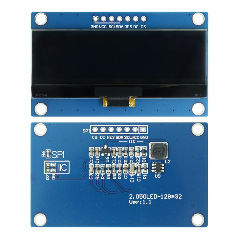 Monochrome OLED Display 2.05 Inch 128*32 Resolution I2c/Spi Interface SSD1309 Optional Board OLED Module