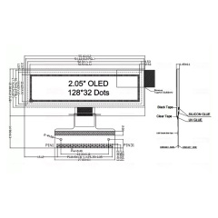 Monochrome OLED Display 2.05 Inch 128*32 Resolution I2c/Spi Interface SSD1309 Optional Board OLED Module