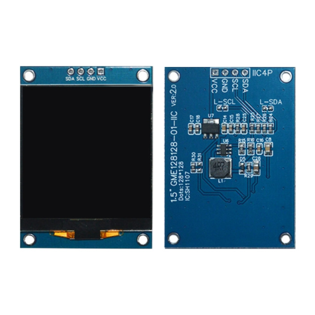 Monochrome OLED Screen Module 1.5 Inch 128*128 Resolution I2c/Spi Interface Sh1107 OLED Display