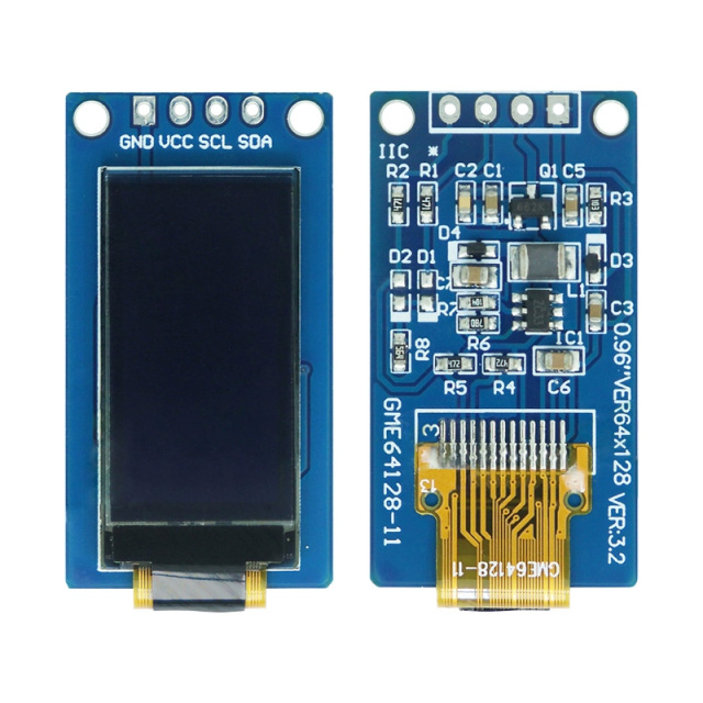 Monochrome OLED Screen 0.96 Inch 64*128 Resolution I2c/Spi Interface White/Yellow/Blue OLED Display