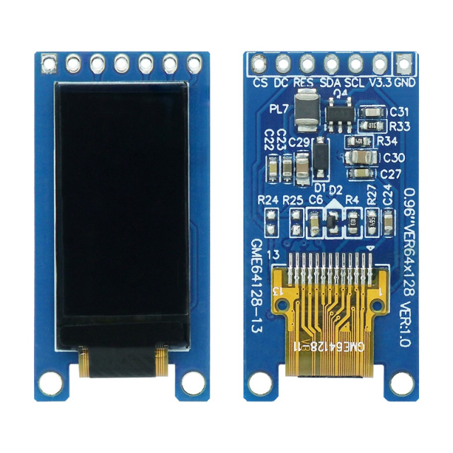 Monochrome OLED Screen 0.96 Inch 64*128 Resolution I2c/Spi Interface White/Yellow/Blue OLED Display