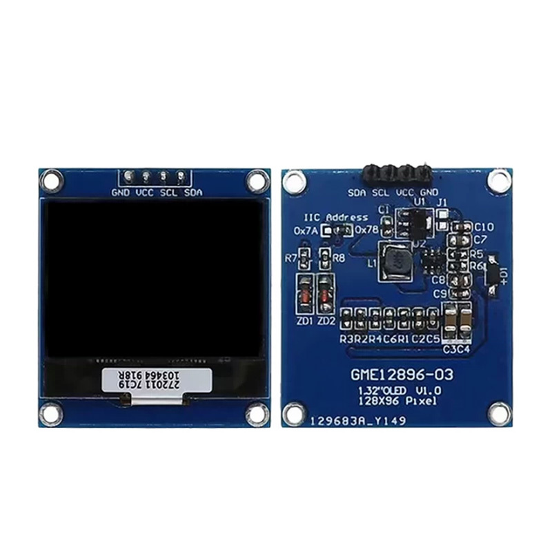 Monochrome OLED Module 1.32 Inch 128*96 Resolution I2c/Spi Interface Sh1327 OLED Display