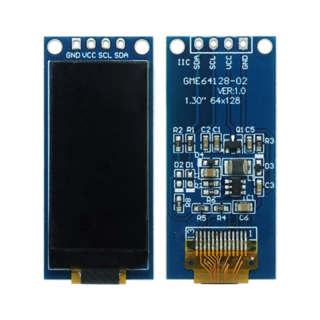 Monochrome OLED Display 1.3 Inch 64*128 Resolution I2c/Spi Interface SH1107/SSD1312 OLED Module