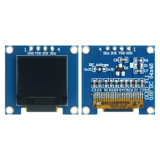 Small Monochrome OLED Screen 0.66 Inch 64*48 Resolution Iic/Spi Interface OLED Display