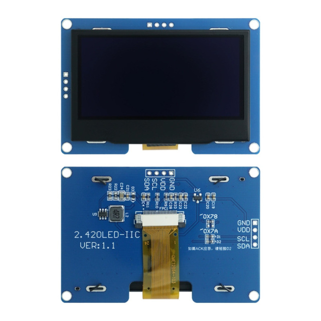 Industrial 2.42 Inch 128*64 OLED Screen IIC/SPI Interface SSD1309 White/Blue/Yellow 2.42inch OLED Module Display