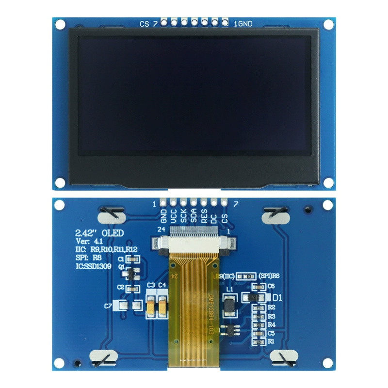 Industrial 2.42 Inch 128*64 OLED Screen IIC/SPI Interface SSD1309 White/Blue/Yellow 2.42inch OLED Module Display