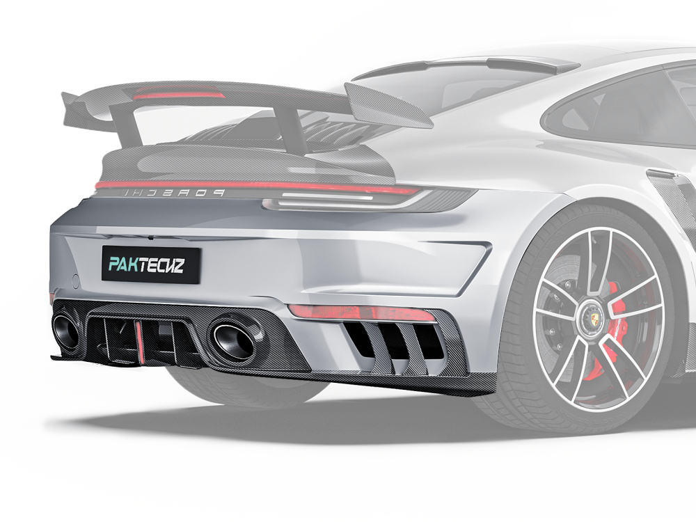 Porsche 992 Turbos Paktechz Design Rear Bumper + Rear Diffuser