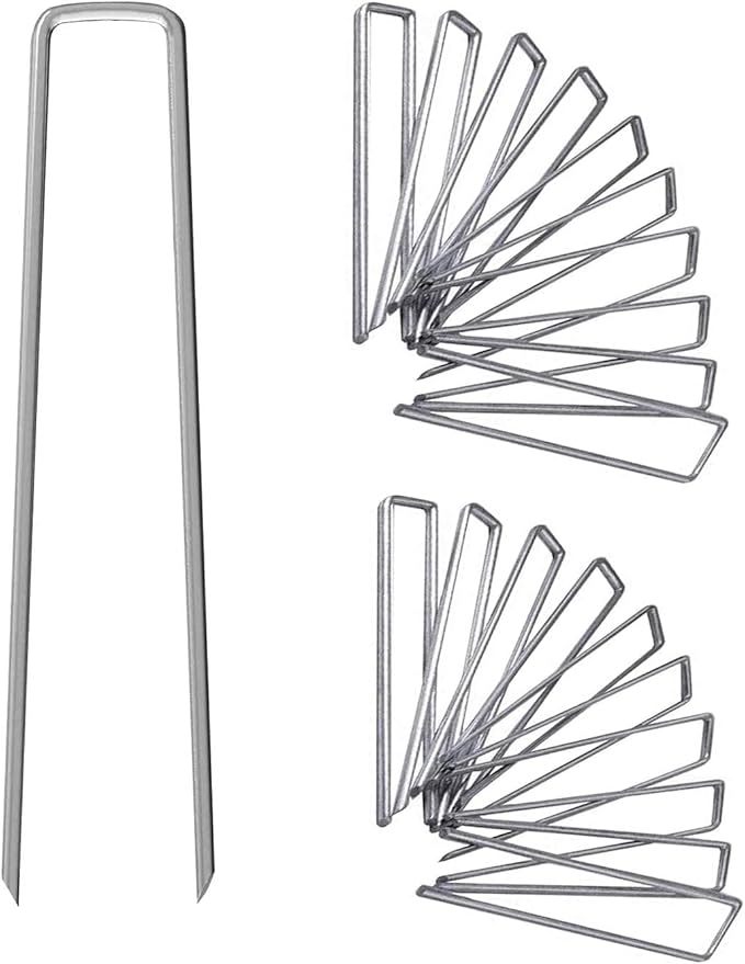 Piquets de jardin en forme de U robustes galvanisés avec rondelles en plastique,Piquets de jardin en forme de U robustes galvanisés avec rondelles en plastique