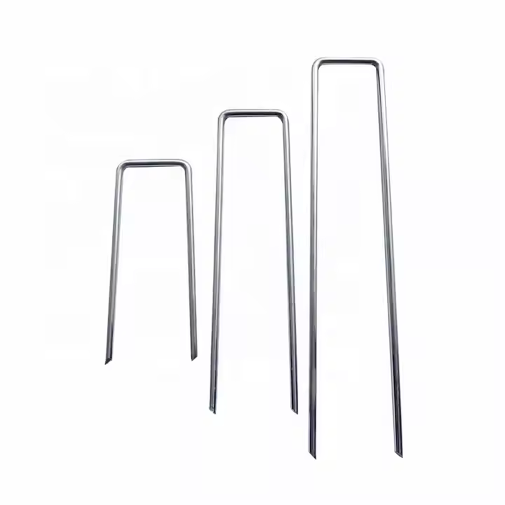 Piquets de jardin en forme de U robustes galvanisés avec rondelles en plastique,Piquets de jardin en forme de U robustes galvanisés avec rondelles en plastique
