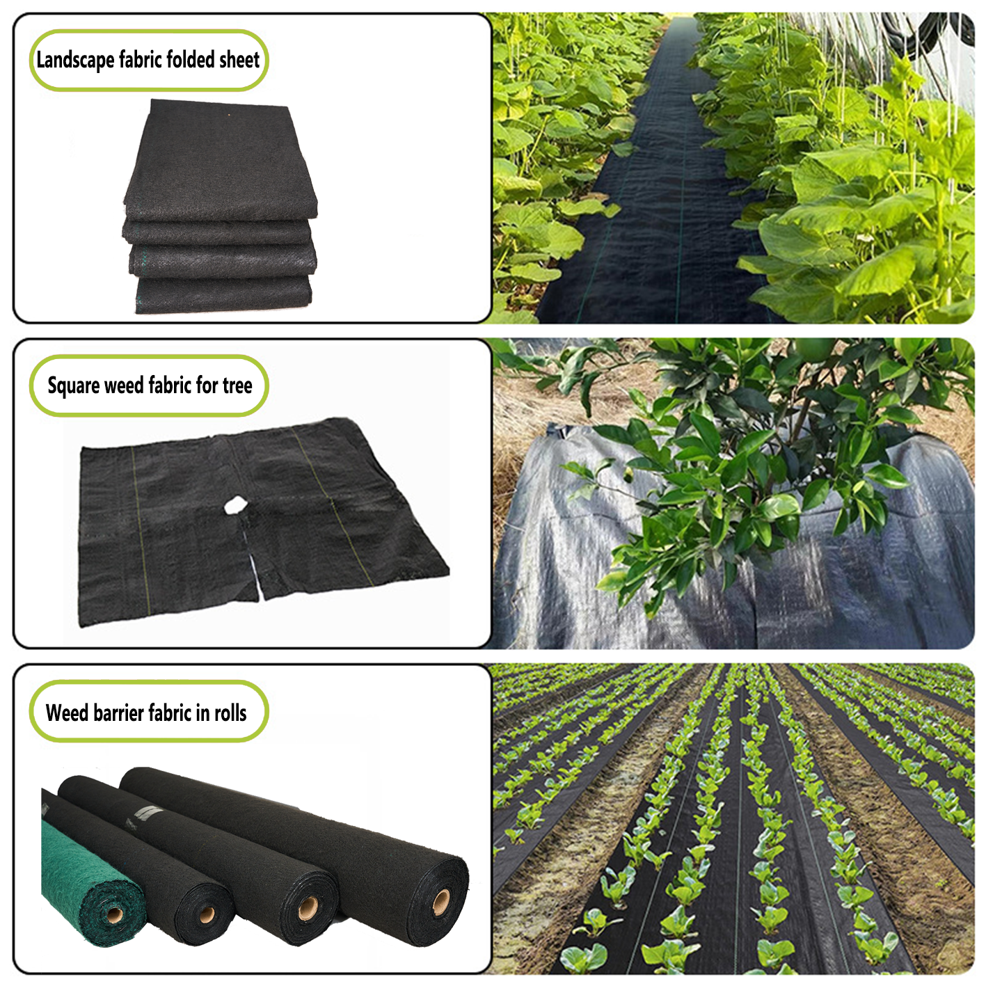 Unkrautvlies in verschiedenen Verpackungsarten