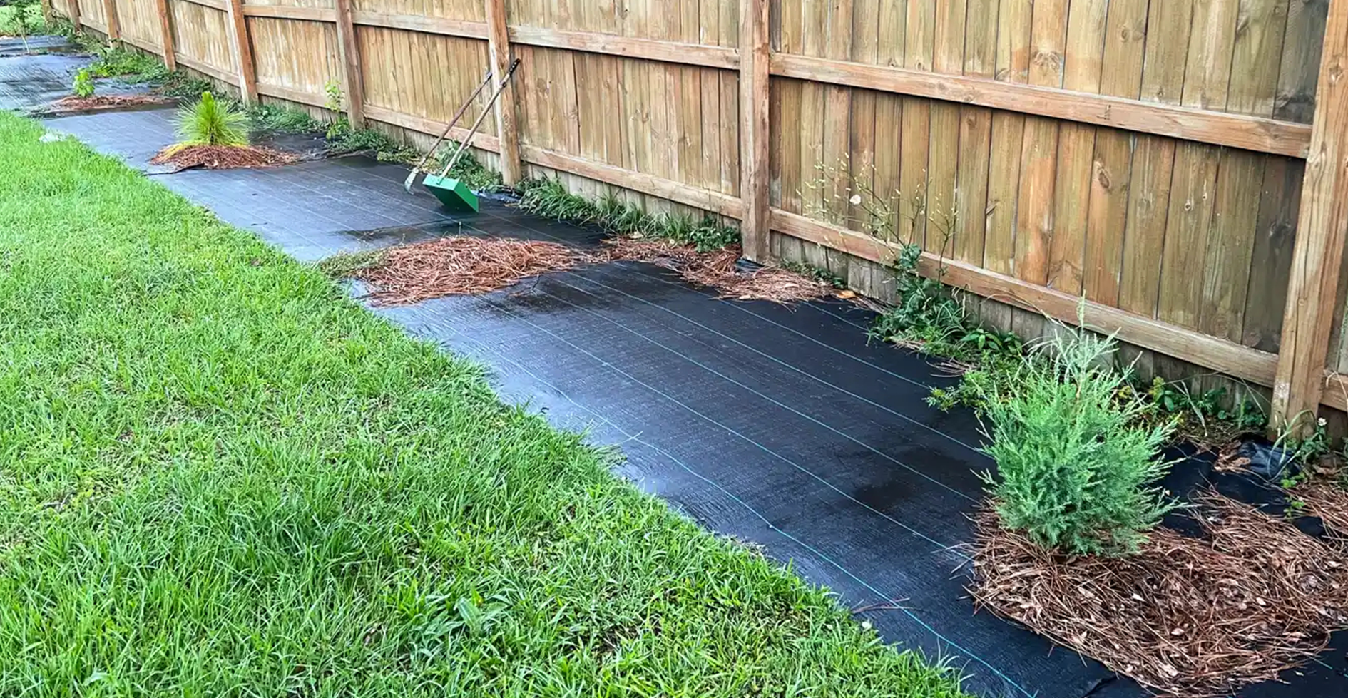 use weed barrier landscape fabric to suppress weeds