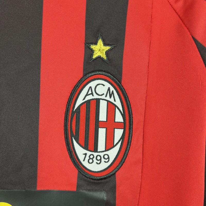 Retro Long Sleeve AC Milan 07/08 Home S-XXL