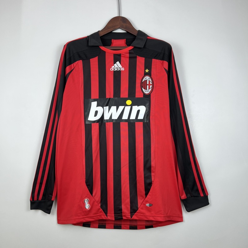 Retro Long Sleeve AC Milan 07/08 Home S-XXL