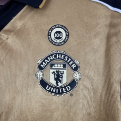 01/02 100th Anniversary long sleeve Retro Manchester United Soccer Jerseys