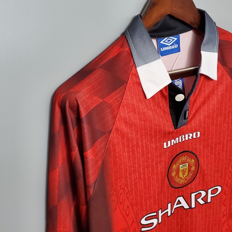 1996 home long sleeve Retro Manchester United Soccer Jerseys
