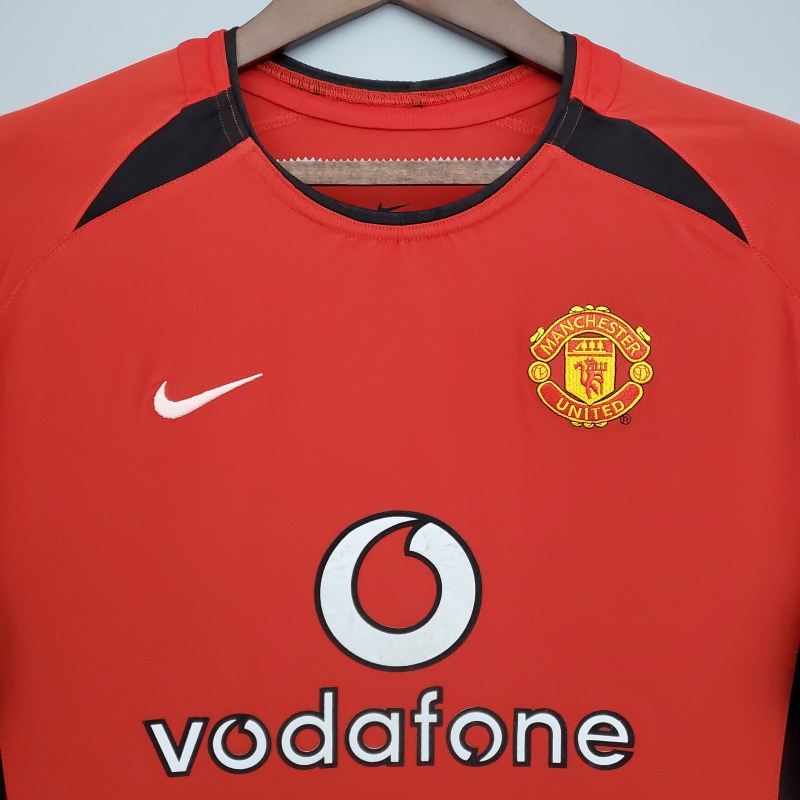 2002-2004 home long sleeve Retro Manchester United Soccer Jerseys