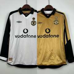 01/02 100th Anniversary long sleeve Retro Manchester United Soccer Jerseys