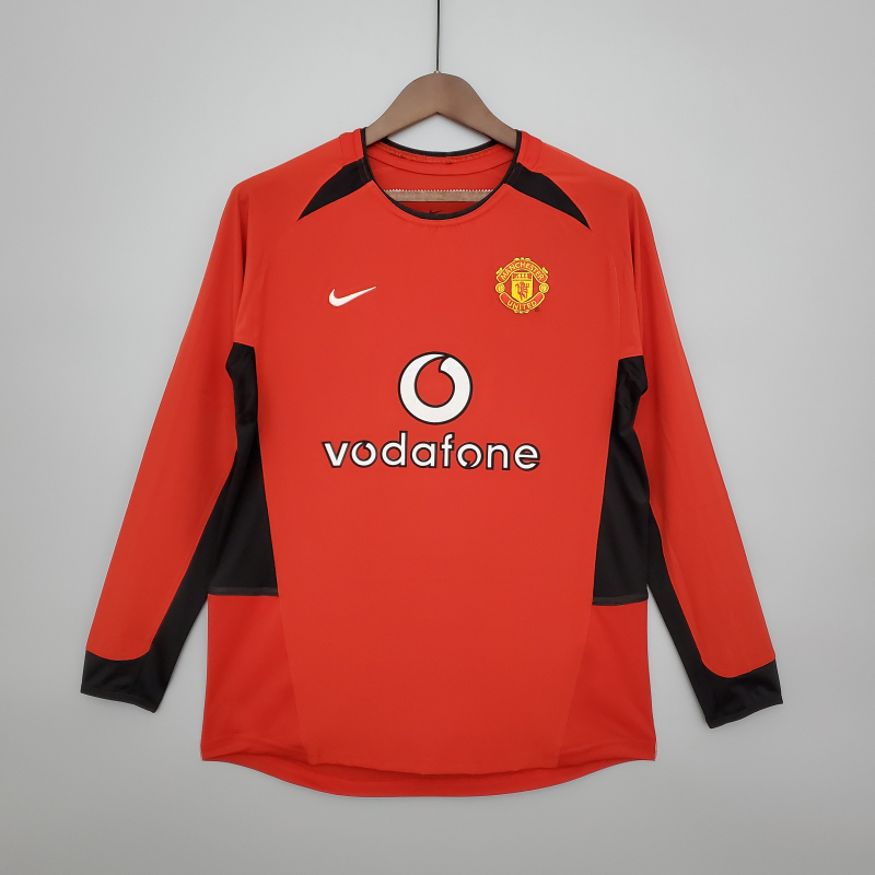 2002-2004 home long sleeve Retro Manchester United Soccer Jerseys