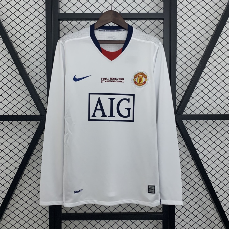 2008-2009 away long sleeve Retro Manchester United Soccer Jerseys Champions League