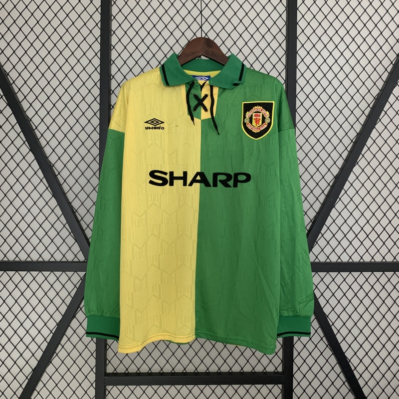1992-1994 away long sleeve Retro Manchester United Soccer Jerseys