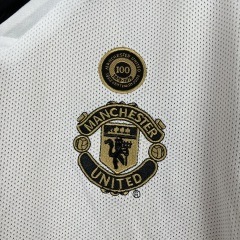 01/02 100th Anniversary long sleeve Retro Manchester United Soccer Jerseys