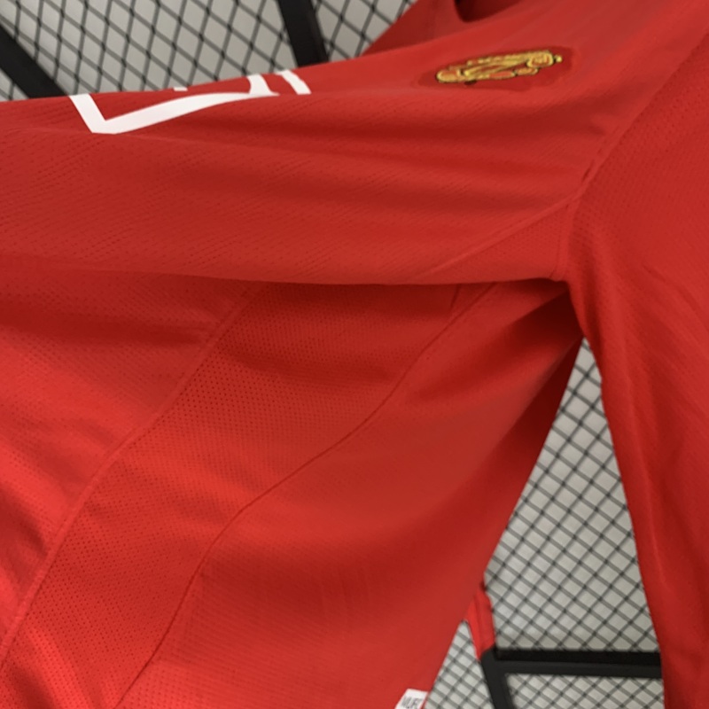 2007-2008 home long sleeve Retro Manchester United Soccer Jerseys