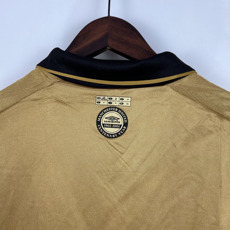 01/02 100th Anniversary long sleeve Retro Manchester United Soccer Jerseys
