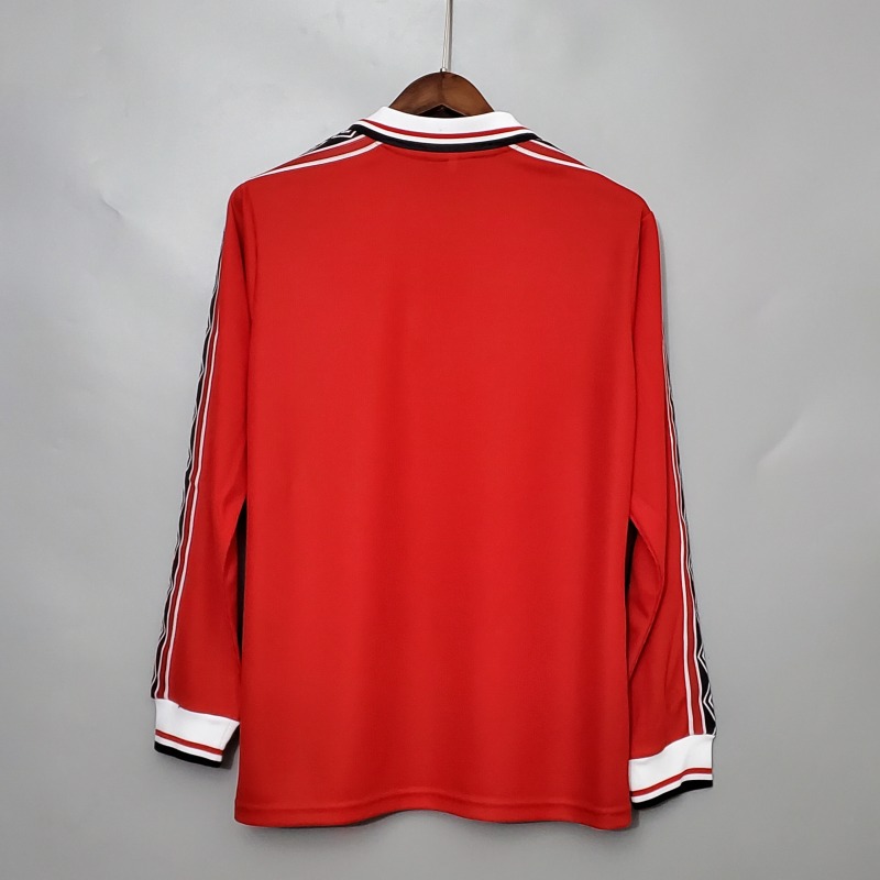1998-1999 home long sleeve Retro Manchester United Soccer Jerseys