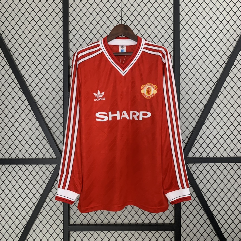1986-1988 home long sleeve Retro Manchester United Soccer Jerseys