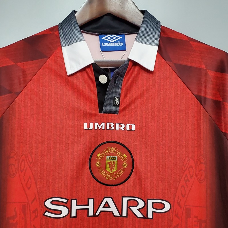 1996 home long sleeve Retro Manchester United Soccer Jerseys
