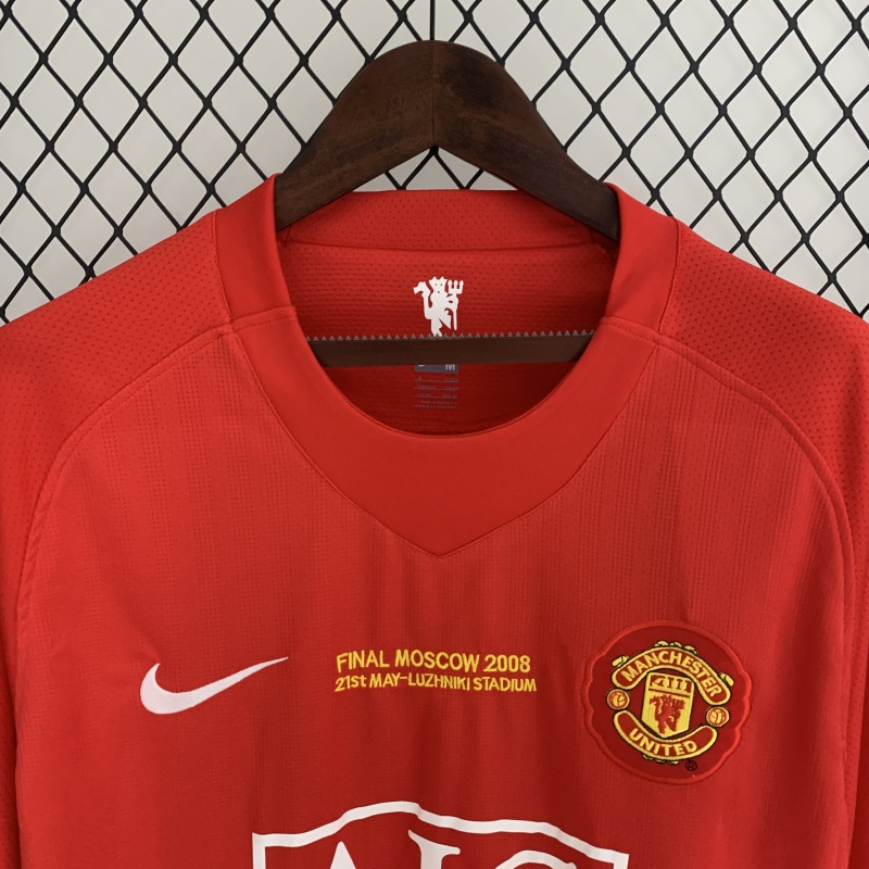 2007-2008 home long sleeve Retro Manchester United Soccer Jerseys