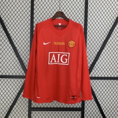 2007-2008 home long sleeve Retro Manchester United Soccer Jerseys