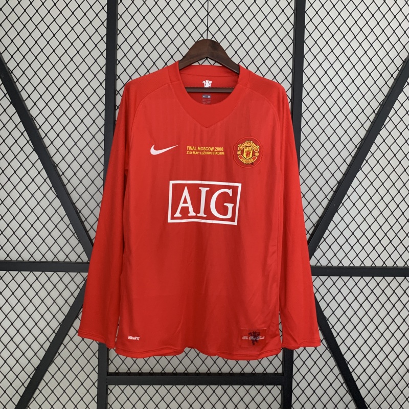 2007-2008 home long sleeve Retro Manchester United Soccer Jerseys