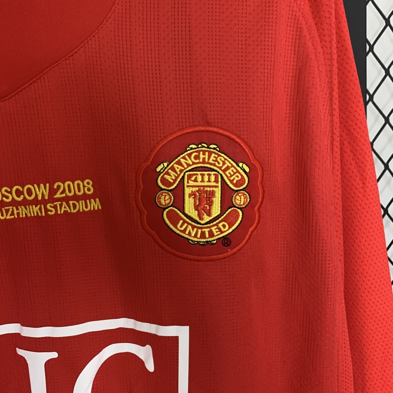 2007-2008 home long sleeve Retro Manchester United Soccer Jerseys