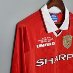 1999-2000 home long sleeve Retro Manchester United Soccer Jerseys