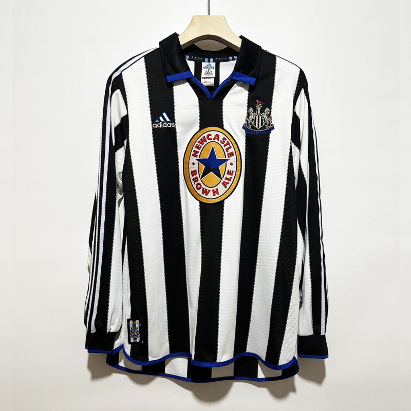 1999-2000 home Long sleeve Retro Newcastle United Soccer Jerseys