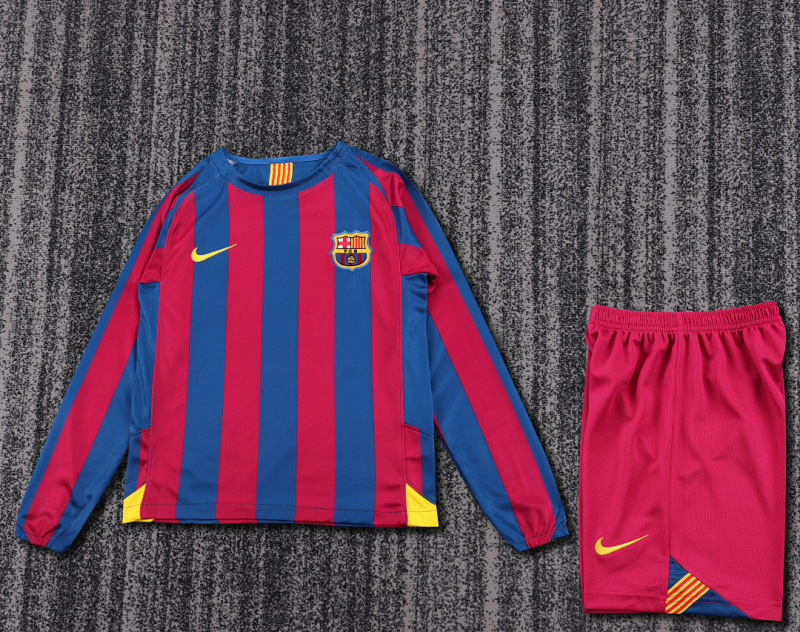 0506 Long-sleeved Barcelona home Kids Retro kit