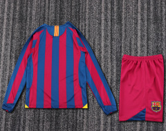 0506 Long-sleeved Barcelona home Kids Retro kit