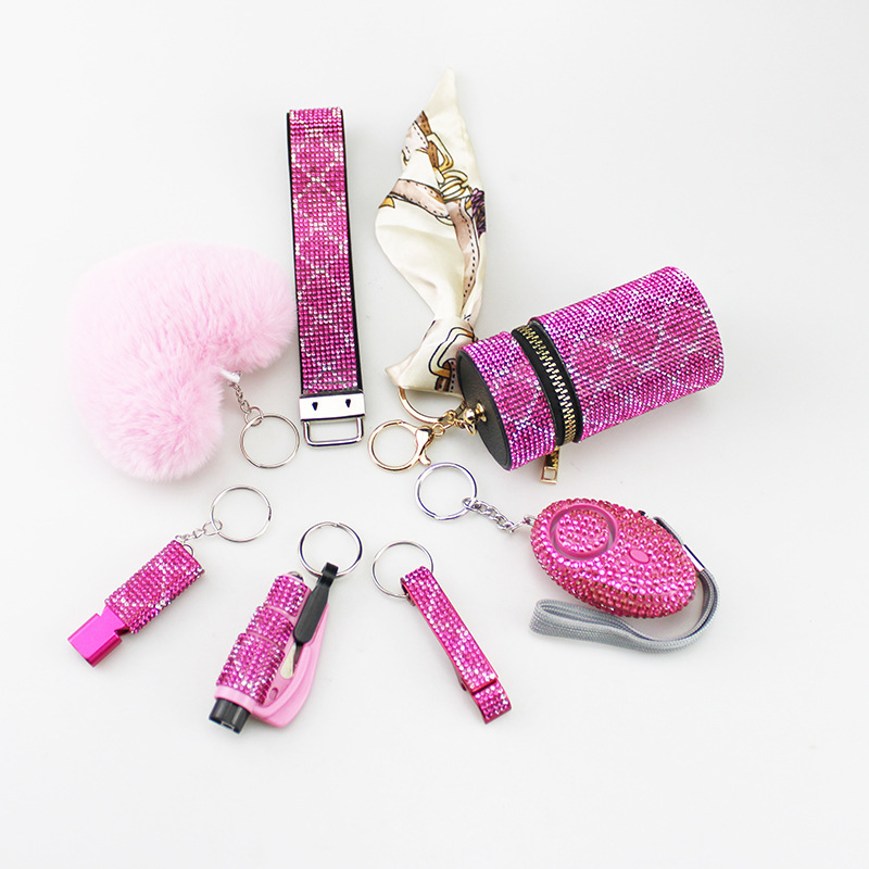 Wholesale bling 7 piece keychain set