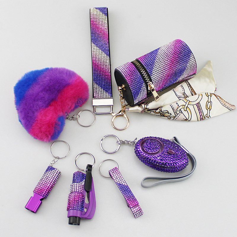 Wholesale bling 7 piece keychain set