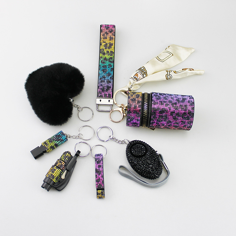 Wholesale bling 7 piece keychain set