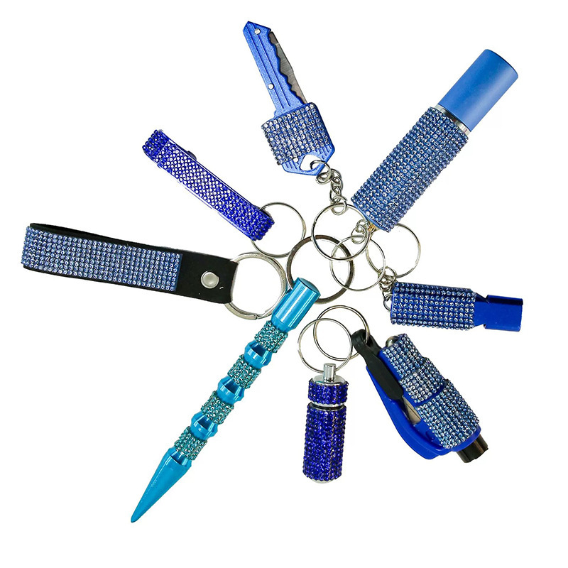 亚马逊跨境爆款多功能防身自卫8件套钥匙串
