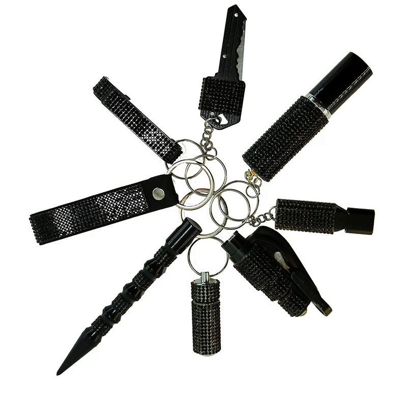 亚马逊跨境爆款多功能防身自卫8件套钥匙串