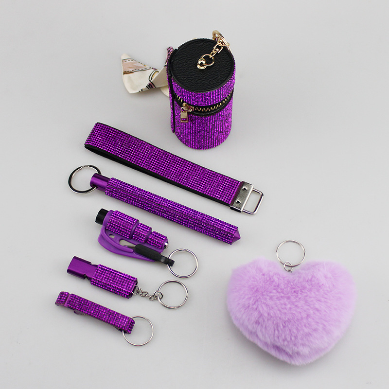 New crystal hot diamond diamond wristband lipstick bag window breaker self-defense stick whistle bottle opener key pendant